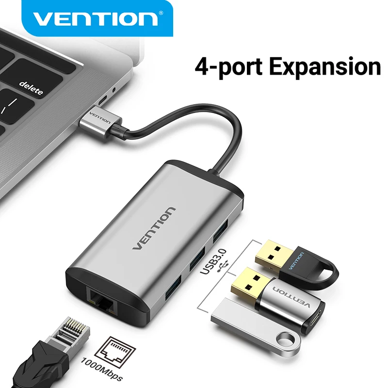 Vention Usb Ethernet Adapter Usb 3.0 A Rj45 Lan Usb Hub Switch Per Xiaomi Mi Box Laptop3/S Set-Top Usb Ethernet Network Card