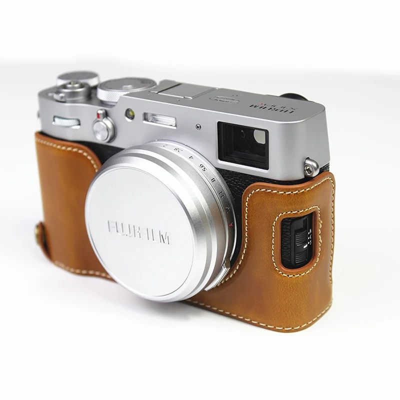 Sacchetto Della Macchina Fotografica Di Cuoio Dell'Unità Di Elaborazione Metà Del Corpo Set Copertura Per Fuji Fuji Film X100V X-100V Fondo Di Caso Di