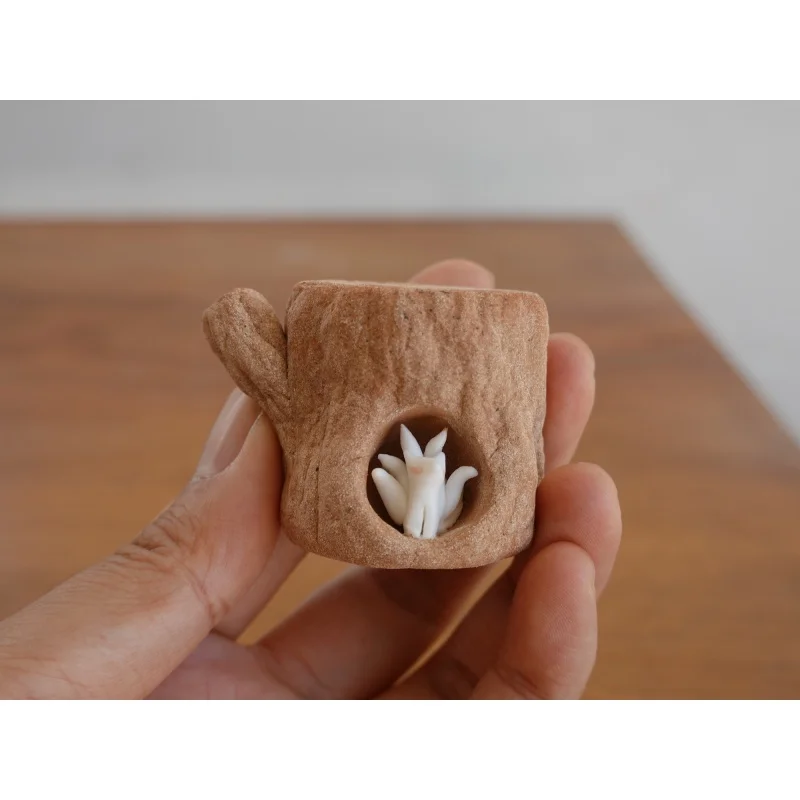 Foro Dell'Albero Sleeping Fairy Cat God Cover Fine Tea Pet Supportable Ceramic Handmade Cover Holder Tea Ware Yixing Clay Teiera Coperchio Hi