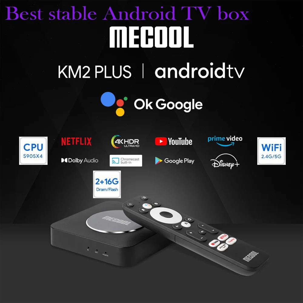 [Genuine]Best Android11 Tv Box Mecool Km2 Plus S905X4 Smart 4K Per Netflix 2G 16Gb Dolby Atmos Usb3.0 100M Lan Home Media Player