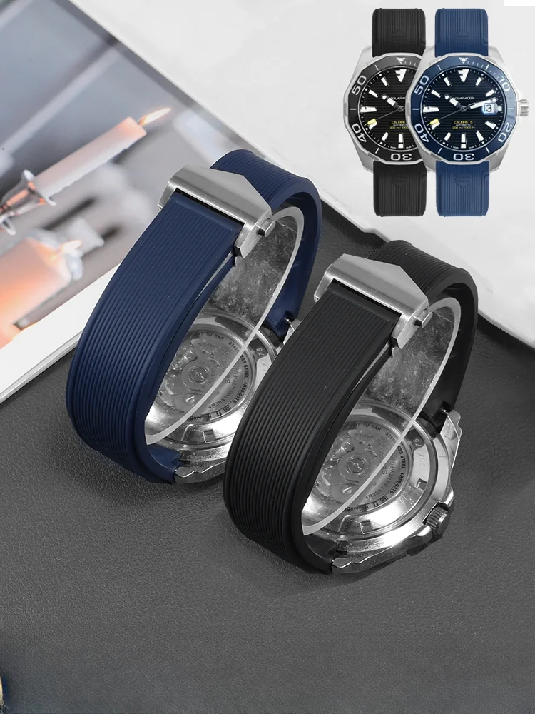 Per Tag Heuer Concept F1 Rubber Racing 300 Sports Solid Stainless Steel Fold Buckle Blue Black Cinturino Per Orologio In Silicone Impermeabile
