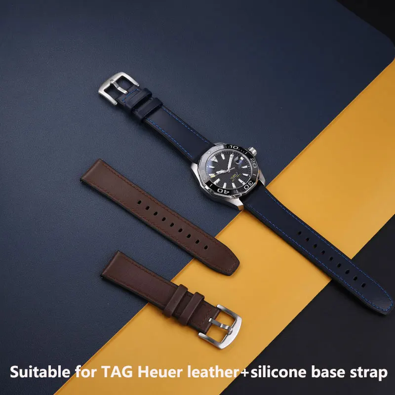 Cinturino Per Orologio Da Uomo Adatto Per Tag Heuer Racing F1 Racing/Diving Series Watch Leather + Silicone Splicing Watch Strap 20Mm 22Mm