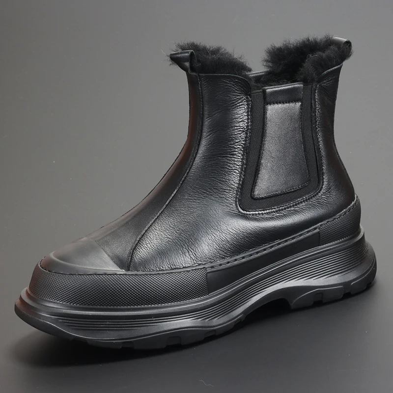 Pelliccia Di Pecora Invernale In Una Moda Uggs Suole Spesse Aumentano Le Scarpe Alte In Pelle Uggs Calde Addensate
