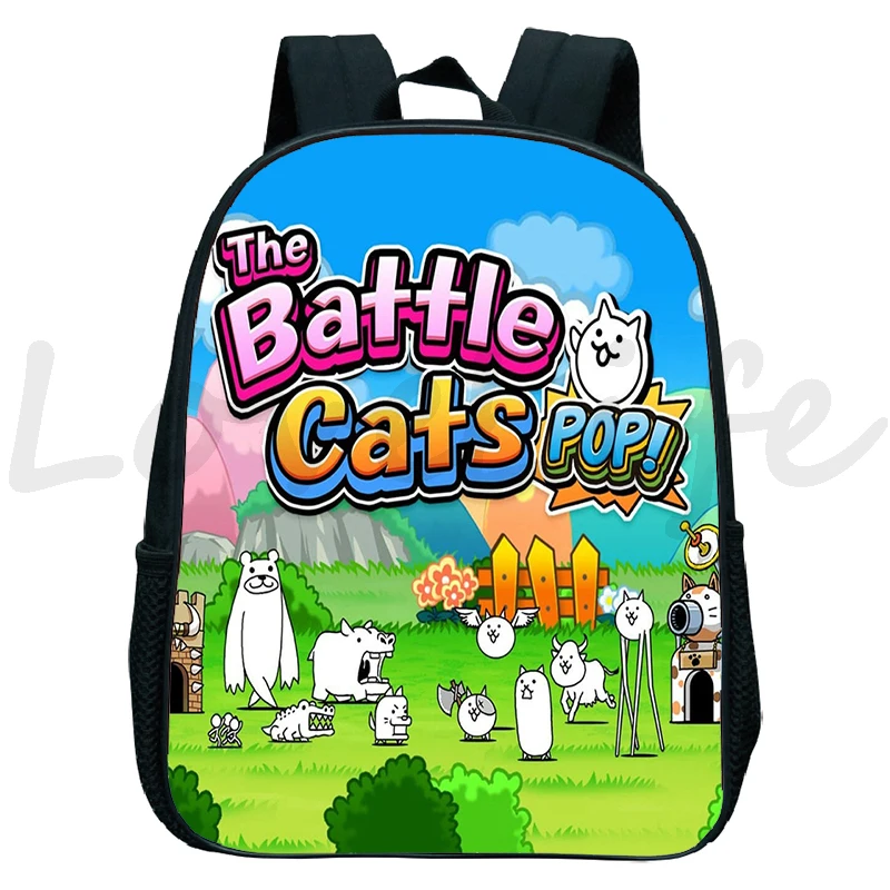 The Battle Cats Backpack Kids Kindergarten Bags Cute Cartoon School Bag Boys Girls Bookbag Children Zip Rucksack Mochila 12 Inch