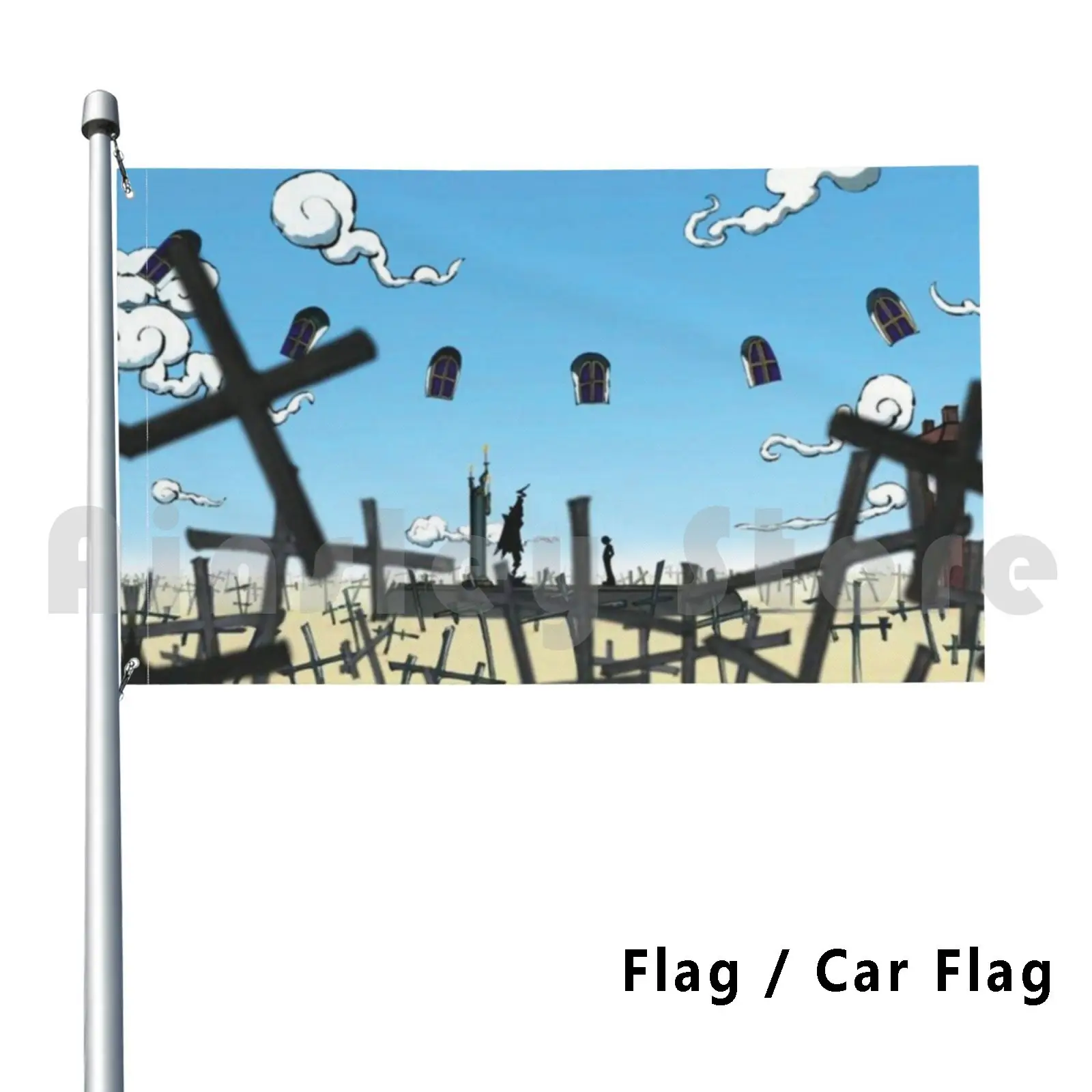 Lord Death Office Flag Car Flag Funny Death Death Scythe Arma Soul Eater Soul Maka Anime Manga Japan