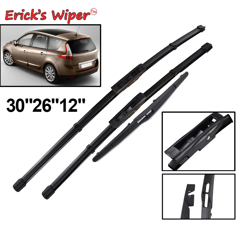Ener'S Wiper Spazzole Tergicristallo Anteriore E Posteriore Per Renault Scenic 3 / Grand Scenic 3 2009 - 2016 Parabrezza Parabrezza 30 "26" 12"