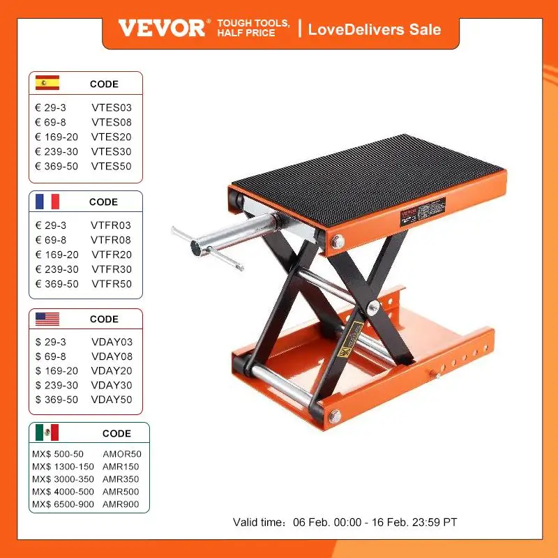 Vevor Sollevatore Per Moto Capacità 350/1100/1500 Libbre Sollevatore A Forbice Per Moto Con Ponte Largo E Perno Di Sicurezza Per Moto Moto