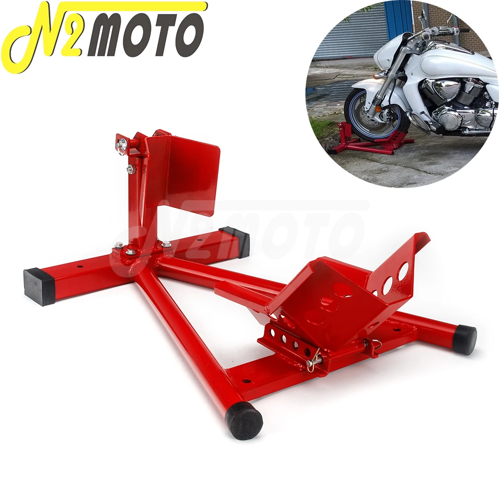 Moto 15 " - 20" Pneumatici Ruota Anteriore Rossa Chock Lift Stand Sport Bike Repair Tool Negozio Universale Accessori Garage Cafe Racer