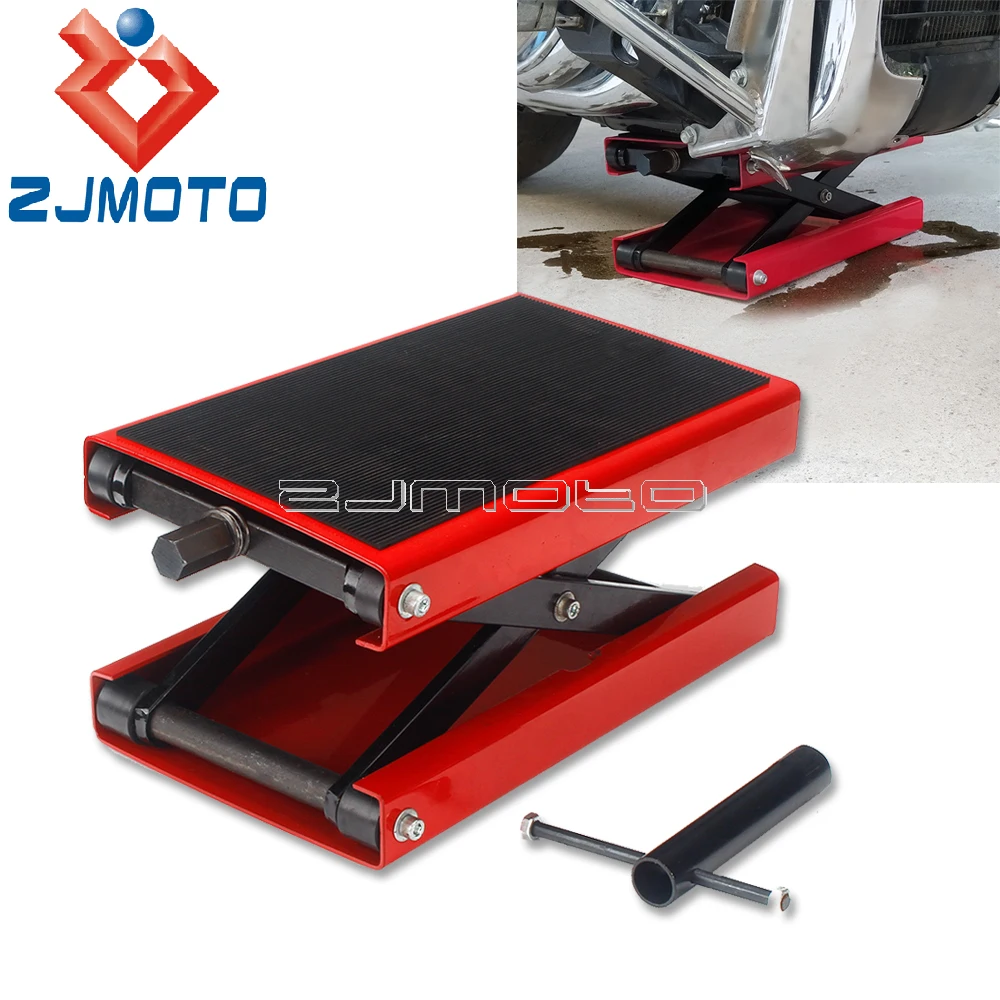 Moto 1100Lbs In Acciaio Rosso A Ponte Largo A Forbice Sollevatore A Manovella Supporto Per Paranco Per Kawasaki Sportster Xl883 Utvs Dirt Bike