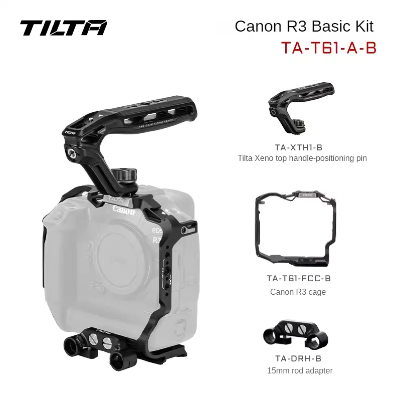 Tilta Canon R3 Camera Cage Ta-T61-Fcc-B Eos R3 Full Camera Cage Dslr Rig Staffa Ta-T61-A-B Con Xeno Top Handle 1/4 "-20 Pin