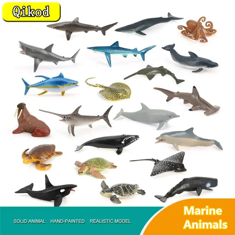 Mini Sea Life Animals Dolphin Shark Turtle Stingray Model Action Figures Ocean Marine Aquarium Giocattolo Educativo In Miniatura Per La Cognizione