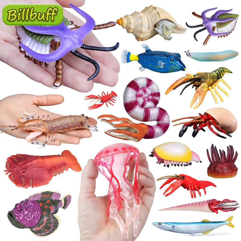 Simulazione Marine Sea Life Lobster Crab Figurine Shark Action Figures Ocean Animals Model Dolphin Giocattoli Educativi Per Bambini