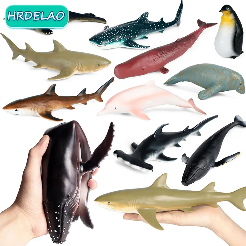 Simulazione Animali Marini Modello Gomma Morbida Killer Whale Grande Squalo Bianco Dolphin Penguin Walrus Action Figures Giocattoli Per Bambini