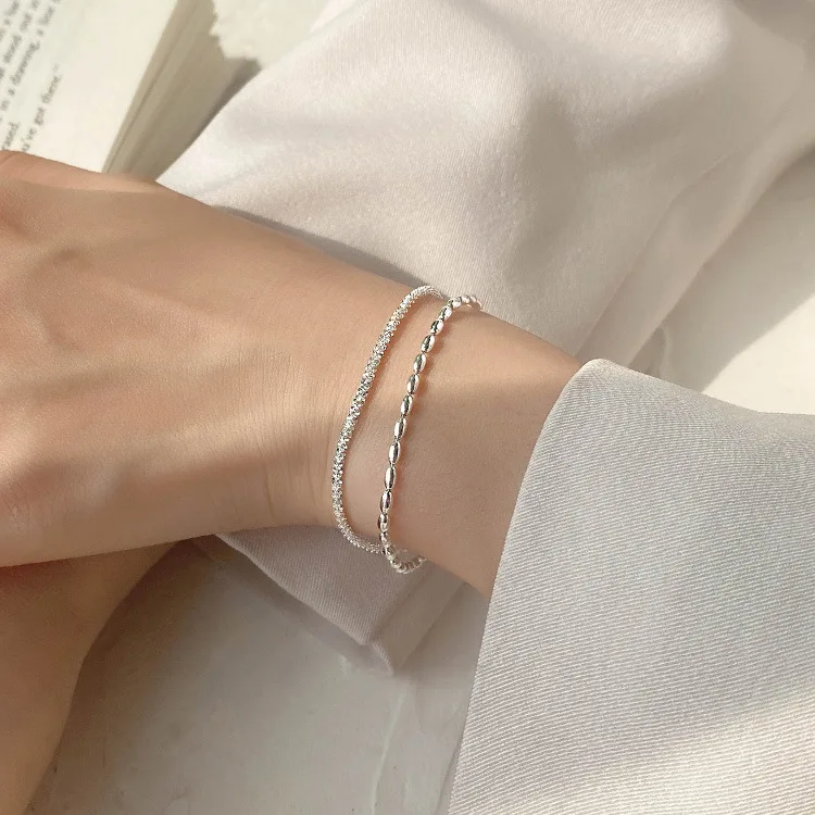 S925 Sterling Silver Sky Star Bean Bracciale A Doppio Strato Da Donna Sparkling Rice Grain Ins Artigianato Di Lusso Leggero Di Alta Qualità