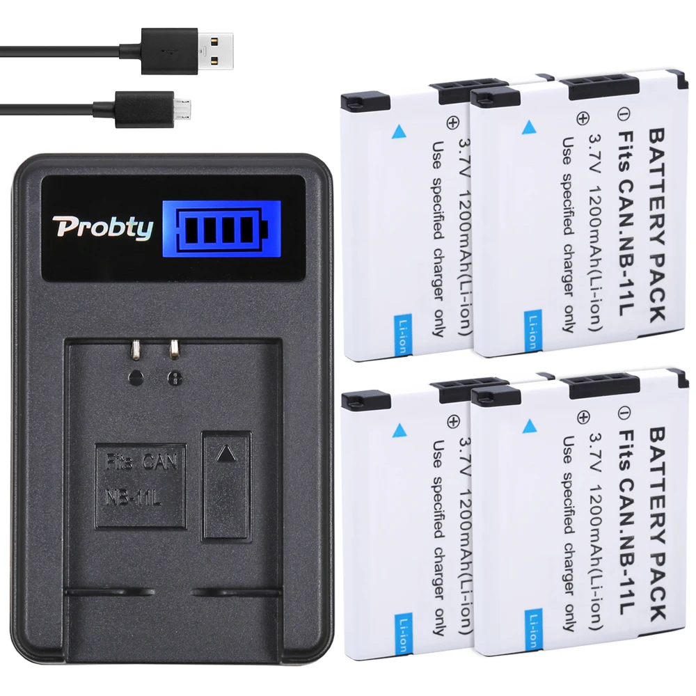 4 Pz Nb-11L Nb 11L Batterie + Caricatore Lcd Per Canon Ixus 125 155 150 145 140 132 265Hs 240Hs A3400 A4000 Ixus 275 Hs