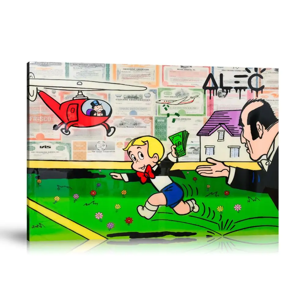 Hd Print Alex Monopony Oil Painting Home Decor Wall Art On Canvas Patten Running In Field Opy Helicopter Canvas Printings