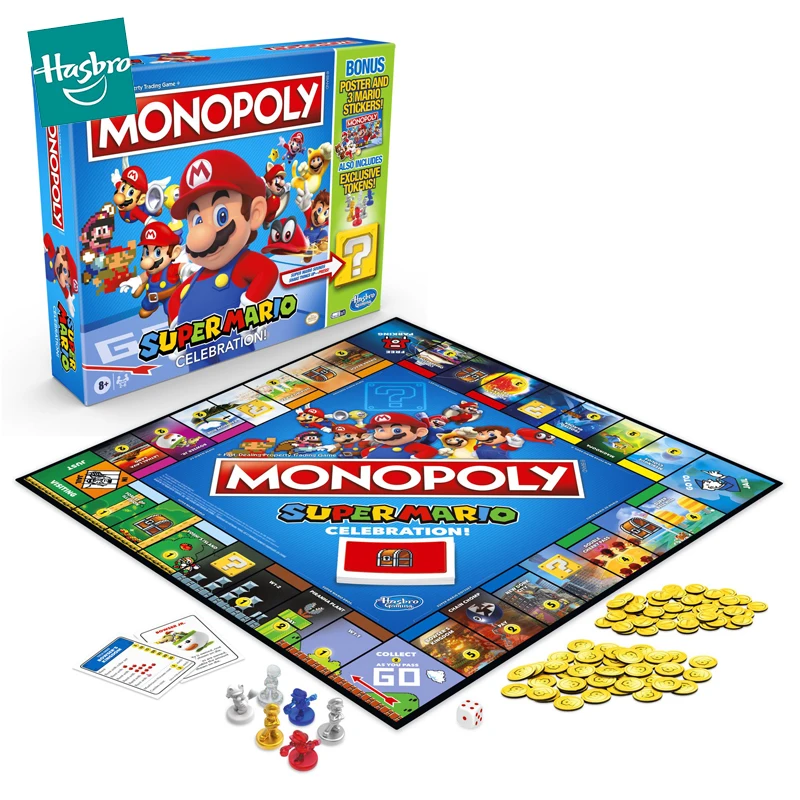 Gioco Da Tavolo Hasbro Monopoly Super Mario Celebrazione Poster Sticker Giochi Da Tavolo Elettronici Per Feste In Famiglia Per Bambini Giocattoli Rega