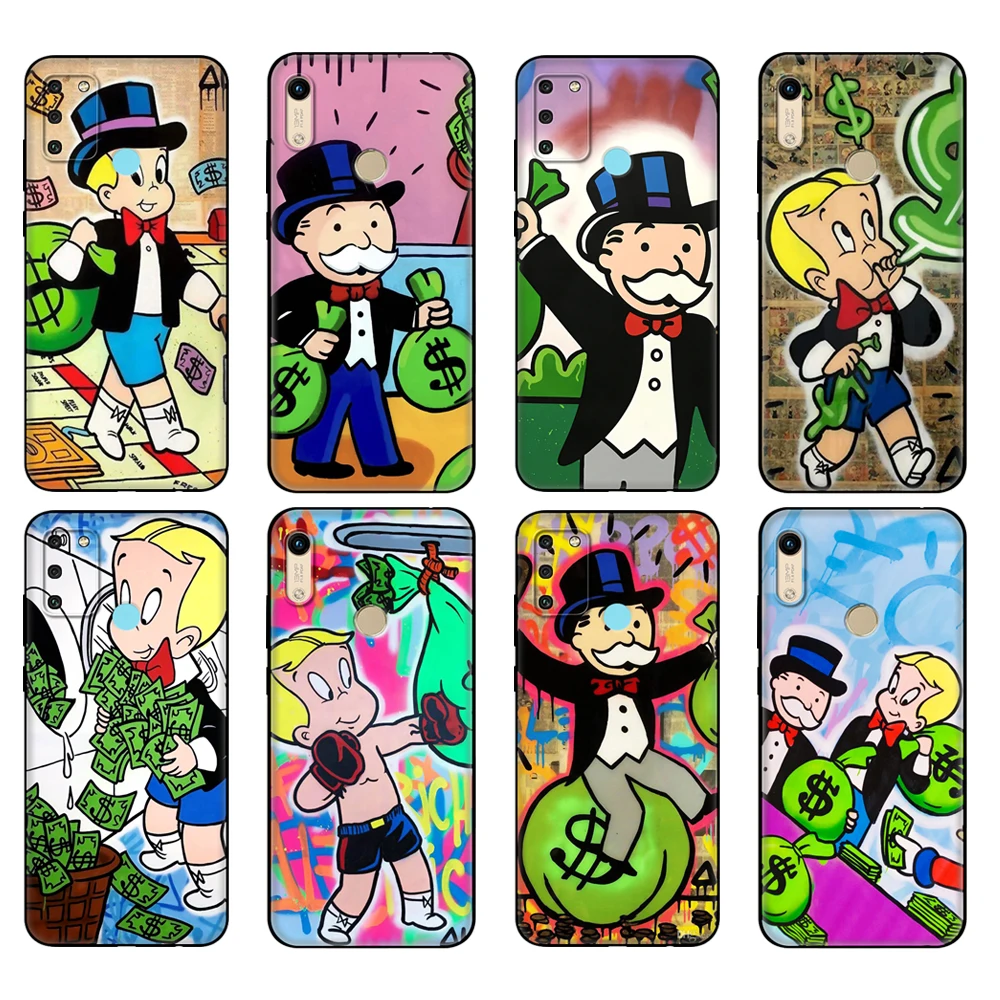 Custodia In Tpu Nera Per Honor 8A Prime 8S 9 10X Lite 9A 9C 9X Premium Pro 9S Custodia Cover Dollar Alec Monopoly