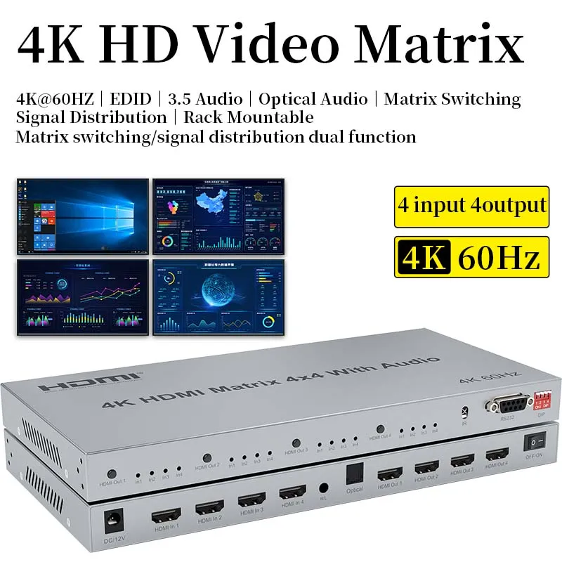 Matrix Switcher 4 In 4 Out 4K 60Hz Video Splitter Monitor Per Computer Controllo Dello Schermo Di Giunzione Per Hdmi 2.0
