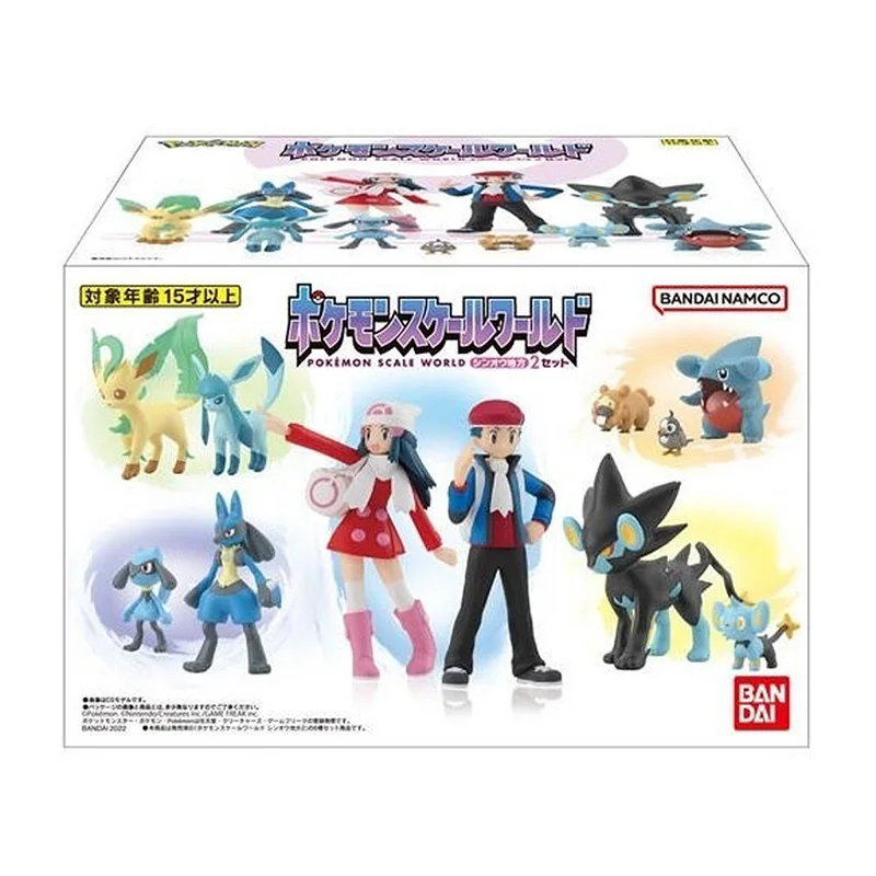 Bandai Genuine Pokemon Scale World 1/20 Lucario Bidoof Riolu Shinx Gible Leafeon Luxray Dawn Lucas Model Ornament Toys