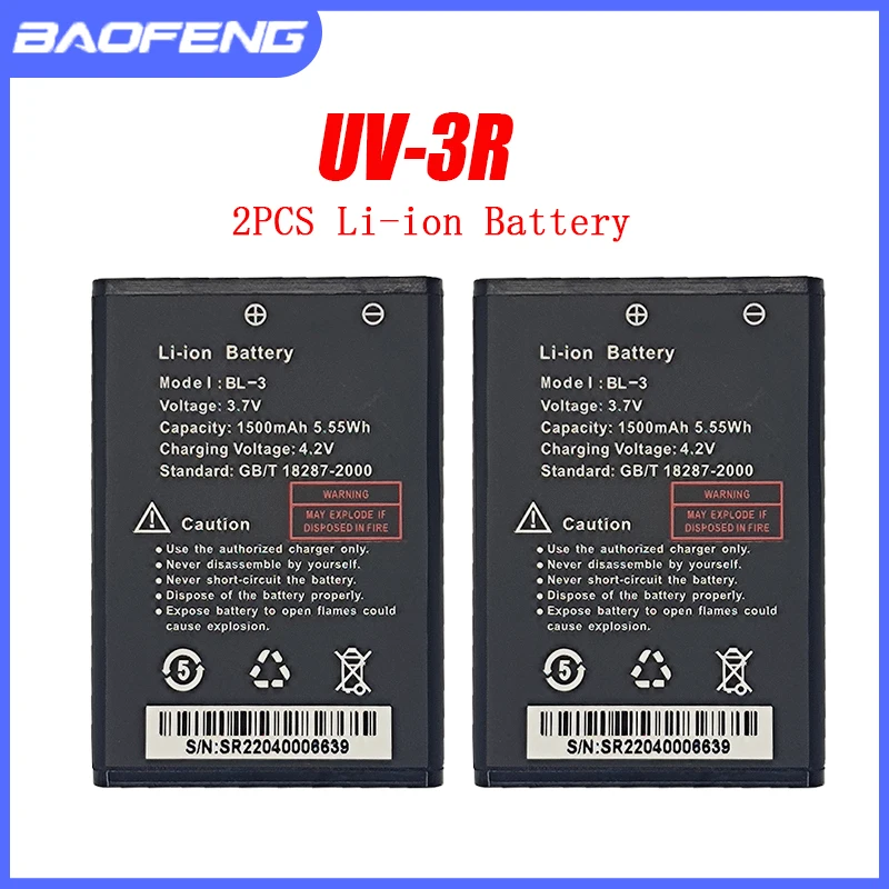 Baofeng-Batteria Originale Uv-3R Bl-3, 1500Mah, 3.7V, Compatibile Con Walkie Talkie, Bf-R5, Bf-C50, Bf-T6, Radio Bidirezionale, Li-Ion,