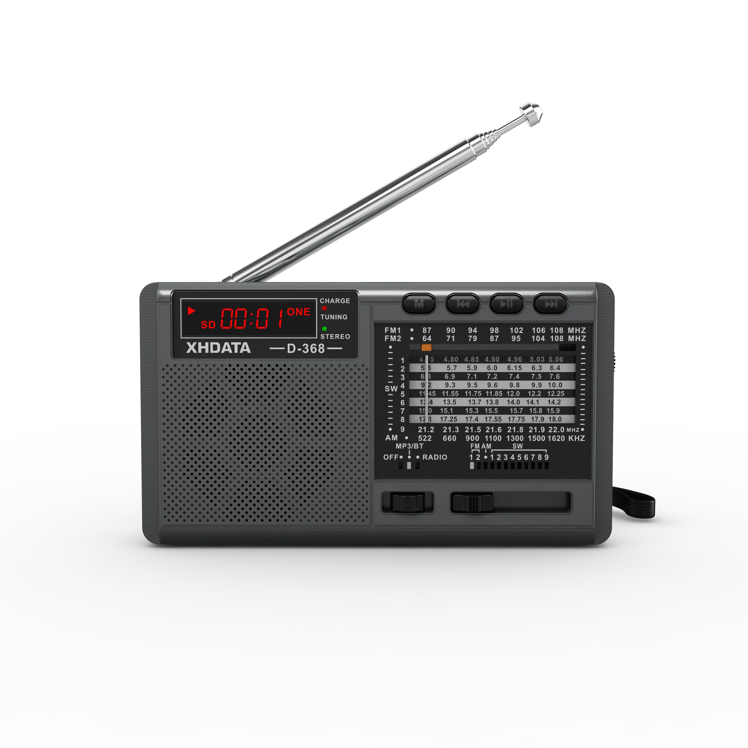 Xhdata D-368 Radio Fm Bt Portatile Am Fm Sw 12 Bande Ricevitore Radio Stereo Tasca Wireless Lettore Mp3 Tf Usb Bluetooth Compatibile