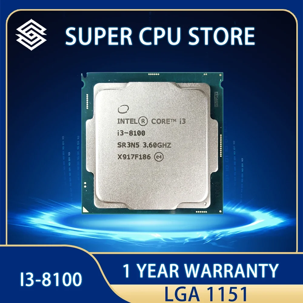 Processore Cpu Intel Core I3-8100 I3 8100 6M 85W 3.6Ghz Quad-Core Quad-Thread Lga 1151