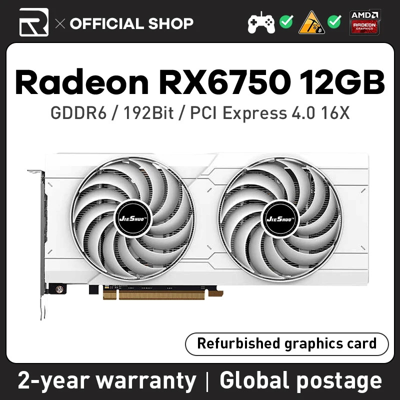 Jieshuo Rx 6750 Gre 12Gb Scheda Grafica Video 192Bit Gddr6 Pci-E 4.0 Amd Rx6750 12G Per Computer Giochi Da Tavolo Ufficio 6750 Rx