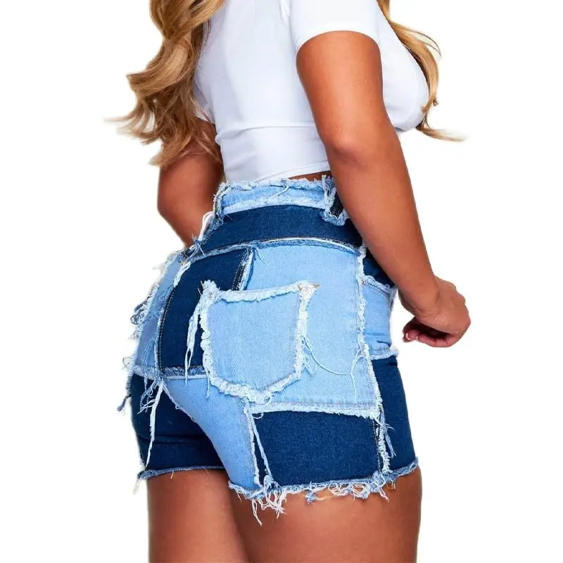 2022 Donne Calde Di Vendita Di Estate Metà Vita Strappato Pantaloncini Di Jeans Moda Alta Elasticità Nappa Pantaloncini Skinny Sexy Jeans S-2Xl
