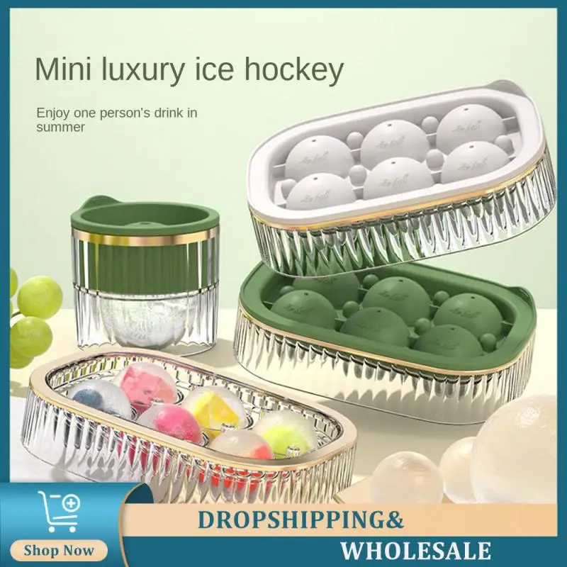 6/4 Griglie Stampo Per Hockey Su Ghiaccio Silicone Round Ice Cube Maker Large Clear Ice Ball Tray Sfera Quick Freezer Bar Cocktail Whisky Tool