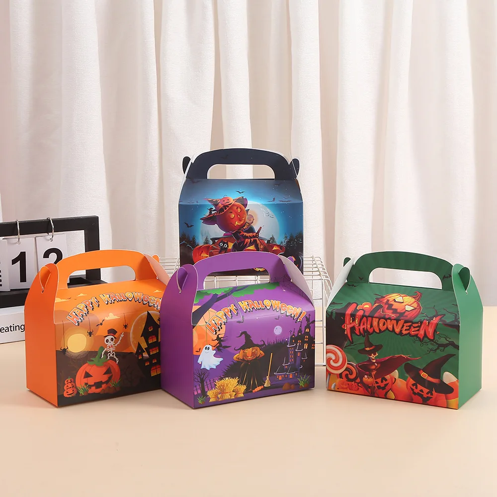 1Pc Halloween Candy Box Horror Ghost Cat Pumpkin Cross Paper Gift Cookie Box Trick Treat For Diy Halloween Party Supply
