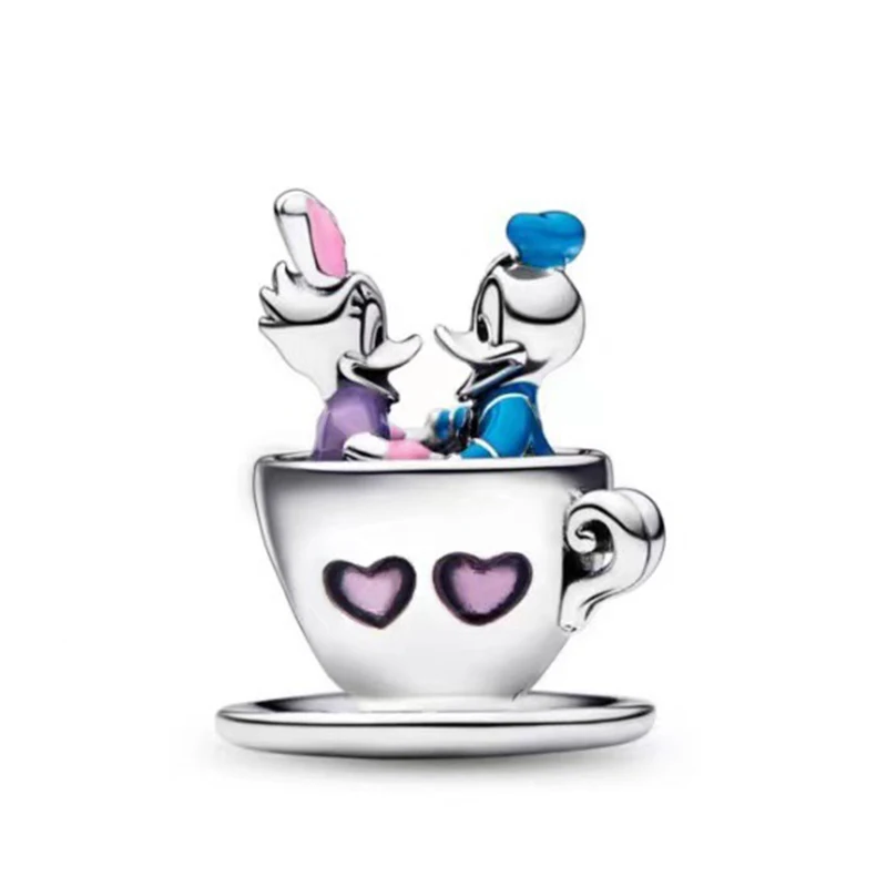 Fit Pandora Disney Daisy Duck Heart Cup Charm Bracciale Donna Donald Duck Beads For Jewelry Making Girls Bangles Accessori Fai Da Te