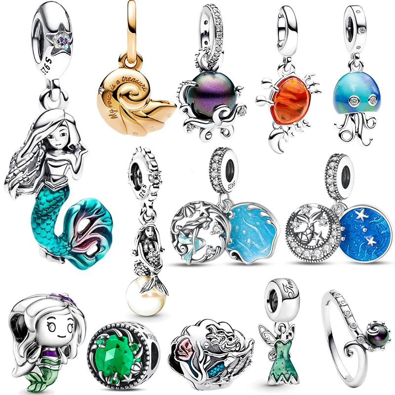 Aoger Disney Sirenetta Ariel Ursula Magic Shell Ciondolo Charm Originale 925 Sterling Silver Fit Pandora Braceletjewelry Gift