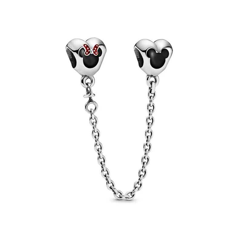 Disney Mickey Mouse E Minnie Mouse Catena Di Sicurezza Charm Fit Originale Pandora Charms Bracciali Braccialetto Gioielli Berloque