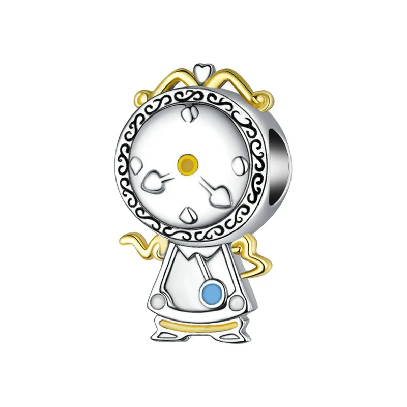 Cogsworth Beauty And The Beast Beads For Jewelry Making Fit Pandora Disney Fine Clock Charm Women Girls Bracciale Accessori Fai Da Te