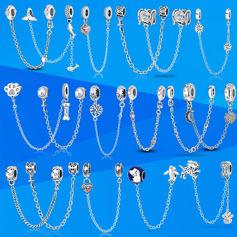 Decorazione Stile Catena Di Sicurezza Plata De Ley 925 Fit Charm Pandora Plata 925 Gioielli Originali Che Fanno Forniture Accessori Donna