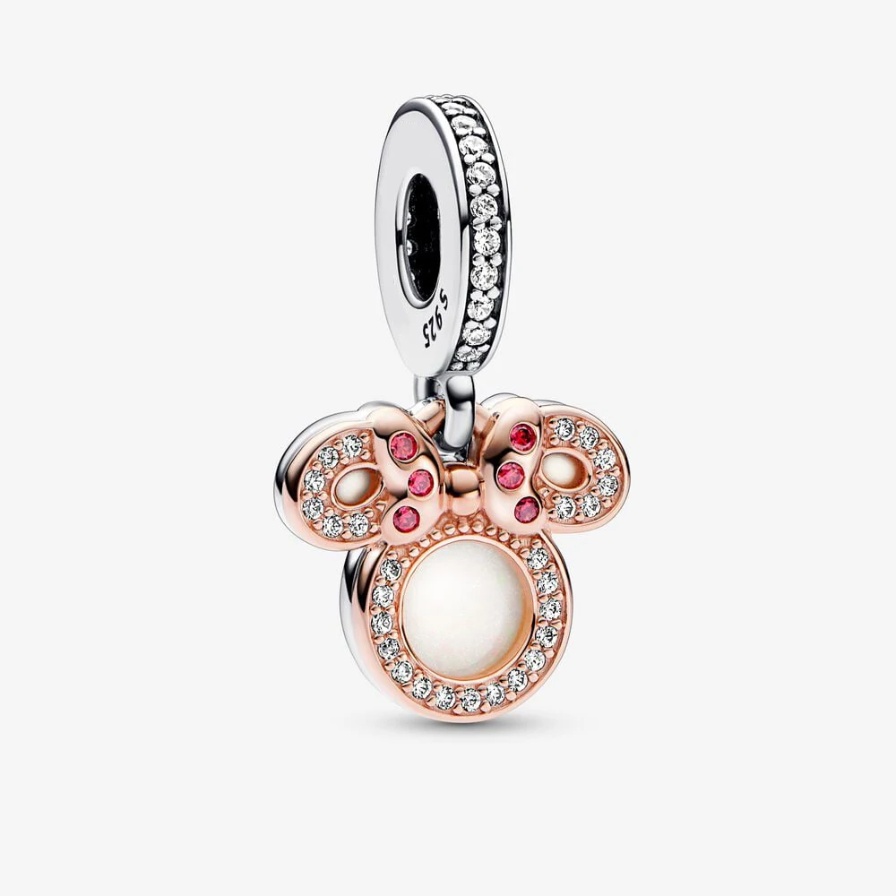 Disney Minnie Mouse Mum Silhouette Double Ciondola Charm Fit Original Pandora Charm Bracciali Ciondolo Gioielli Berloque