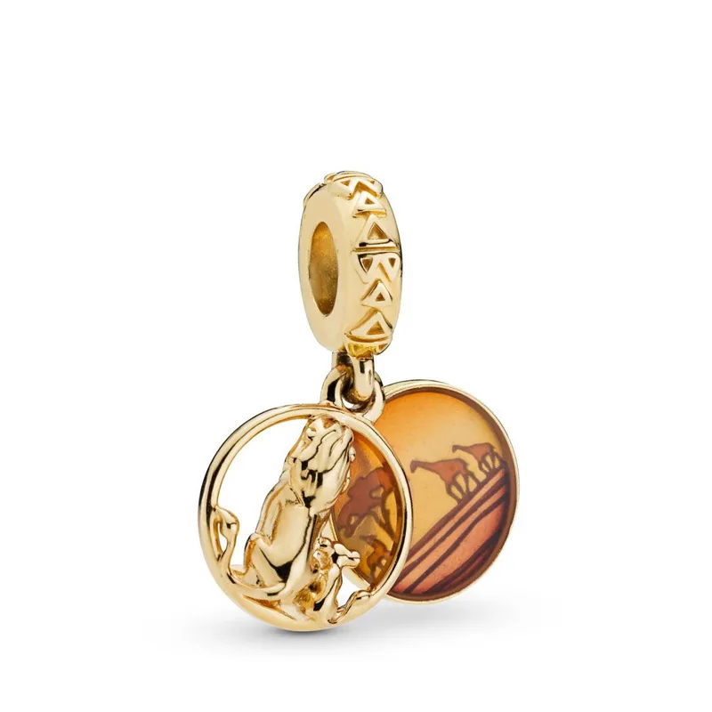 Golden Mufasa Sunset Pendant Fit Pandora Charms Bracciale Uomo Disney The Lion King Simba Beads Diy Berloque Per Accessori Donna