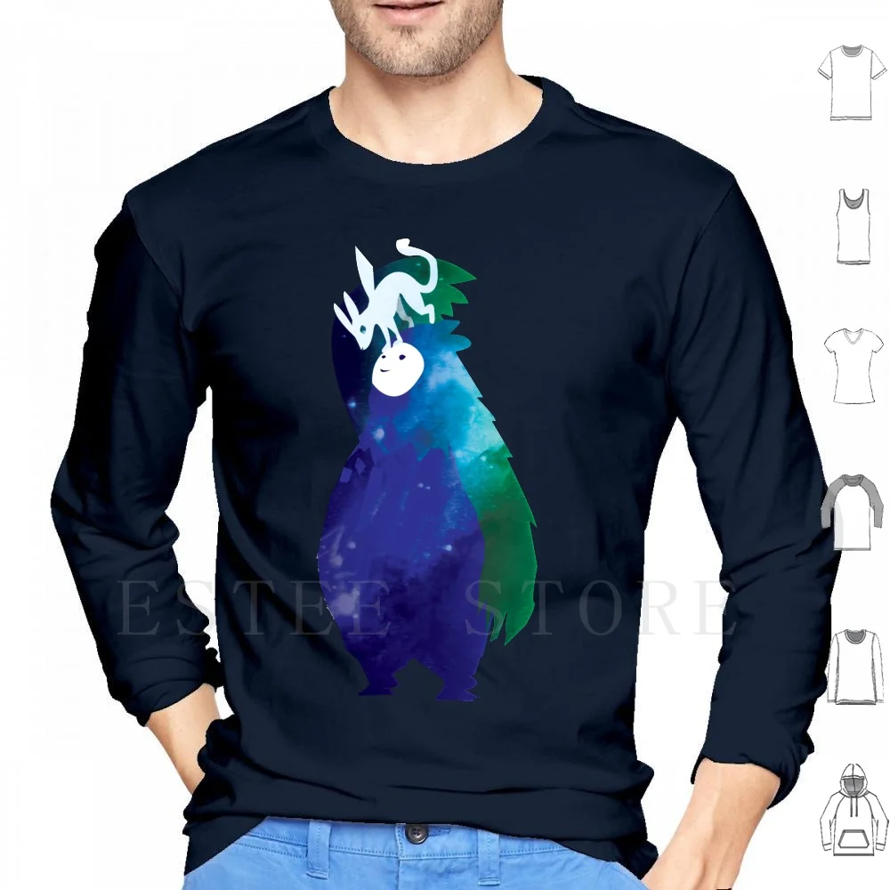 Ori E The Blind Forest Felpa Con Cappuccio Manica Lunga Ori Blind Forest Nuovo Gioco New Cute Illustrator Blu Verde Viola Light Textured