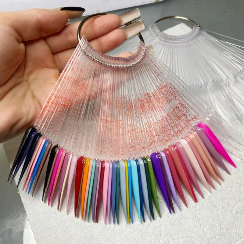 40Pcs False Nail Tips Polish Palette Clear Nature Nail Art Display Ovale/Sharp Fan Style Nail Swatch Polish Tips Strumenti Di Pratica