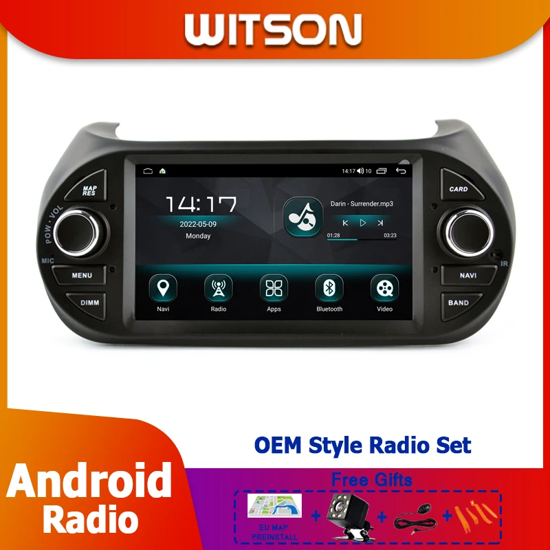 7 "Autoradio Android Per Fiat Fiorino Qubo Citroen Nemo Peugeot Bipper 2008-2017 Gps Stereo Gps Carplay Player