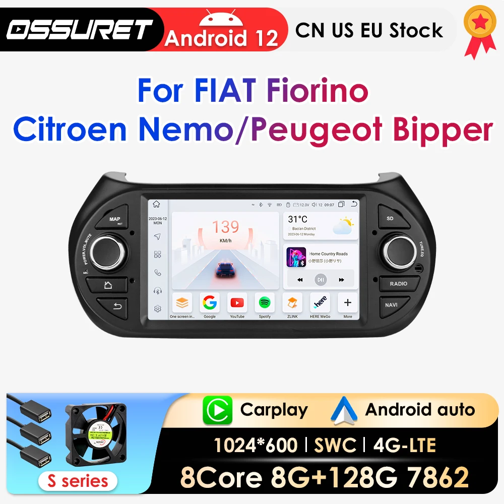 Ossuret Carplay Android Auto Autoradio Per Fiat Fiorino / Citroen Nemo / Peugeot Bipper Auto Sistemi Intelligenti Autoradio 7862