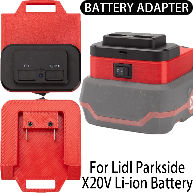 Adattatore Per Batteria Adattatore Di Alimentazione Usb Per Batterie Agli Ioni Di Litio Della Squadra Lidl Parkside X20V Caricabatterie Rapido Pd/Qc3.