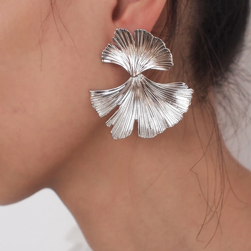 Bohemia Big Ginkgo Biloba Leaf Drop Ciondola Gli Orecchini Per Le Donne Dichiarazione Foglie Di Metallo Orecchini Pendenti Gioielli Vintage Di Moda