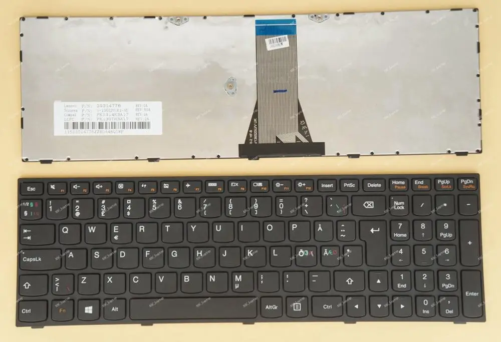 Nuova Tastiera Dk Norvegese Svedese Nordico Finlandese Danese Per Lenovo B50-30 B50-30 Touch B50-45 B50-70 B50-80 Laptop Cornice Nera