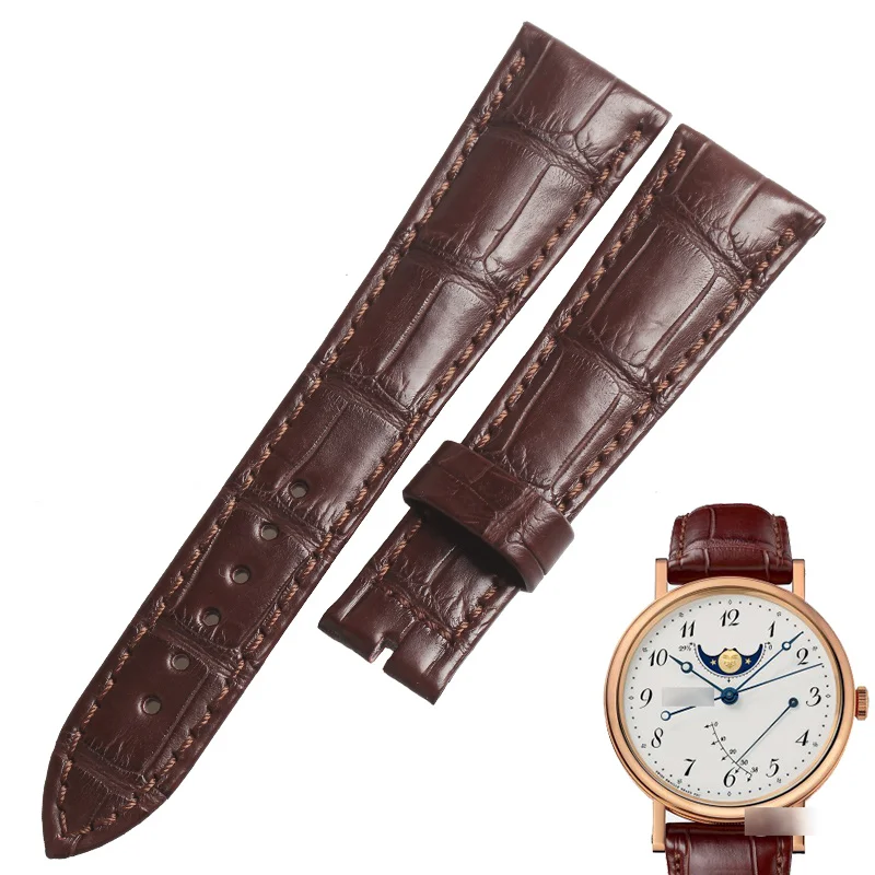 Wentula Cinturini Per Breguet 7787 Pelle Di Alligatore/Grana Di Coccodrillo 20Mm