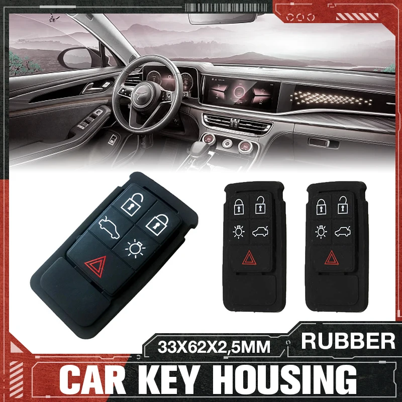 5 Pulsanti Telecomando Chiave In Gomma Sostituzione Fob Misura Per Volvo S60 S80 Xc70 Xc90 Auto Nero Telecomando Chiave Tappetino Accessori Auto