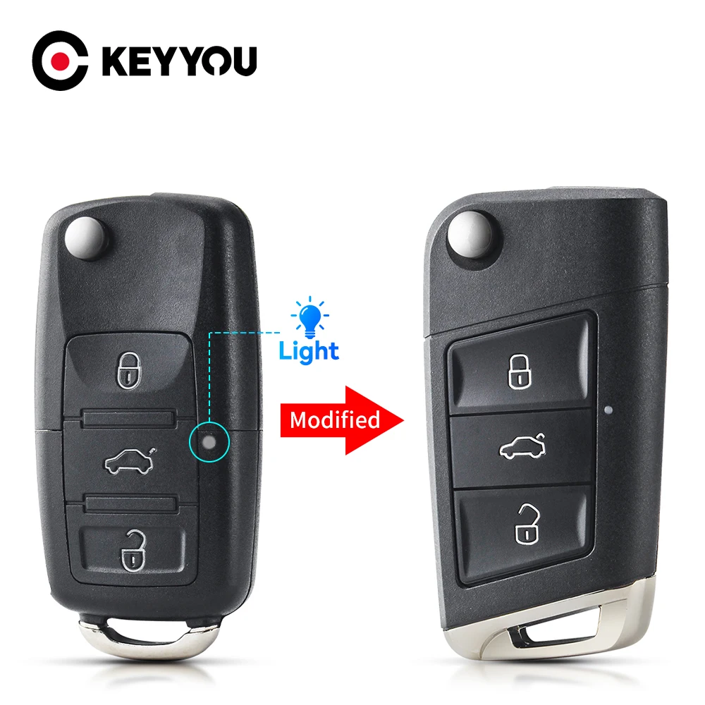 Keyyou 3 Pulsanti Modificato Flip Car Remote Folding Key Shell Case Fob Per Volkswagen Jetta Golf Passat Beetle Skoda Seat Polo B5