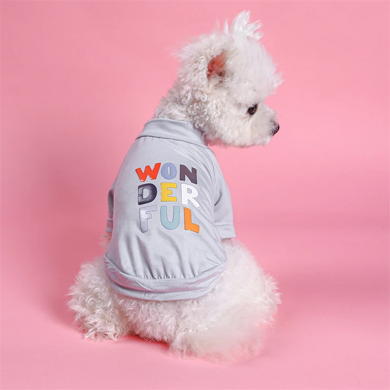 Spring Summer Sweatshirt For Small Medium Dogs Round Collar Puppy York Dog Overalls Breathable Wonderful Modern Pet Cat Clothes