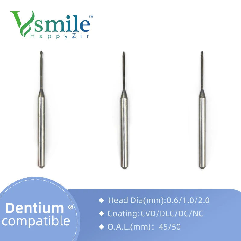 Frese Dentali Cadcam Compatibili Con Gambo Dentium 3.0Mm Con Rivestimento Diamantato Per Laboratorio Odontotecnico Digitale